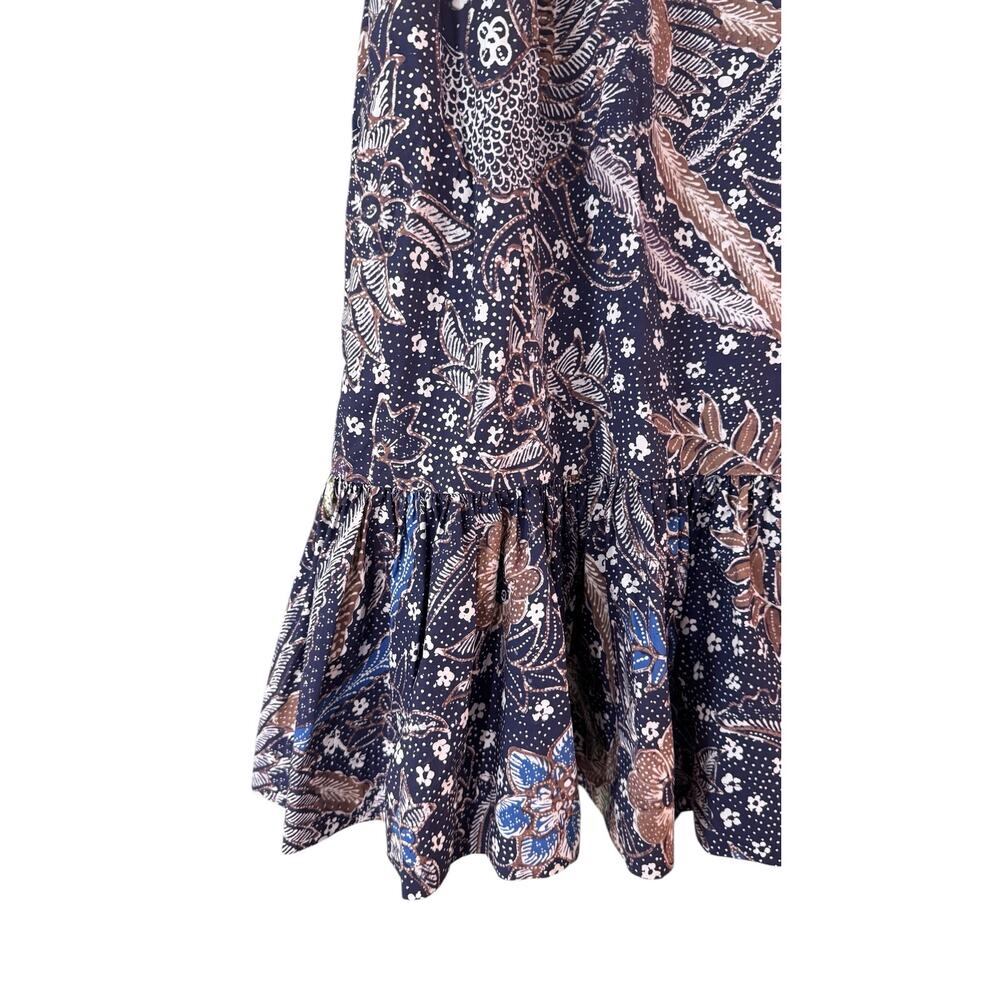 CARA CARA Janie Printed Cotton Mini Dress Size XS Puff Sleeves Square Neck Batik - Picture 5 of 10